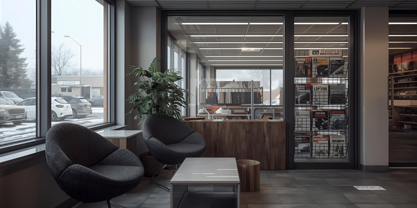 Stół z krzesłami w poczekani w Rzeszowie